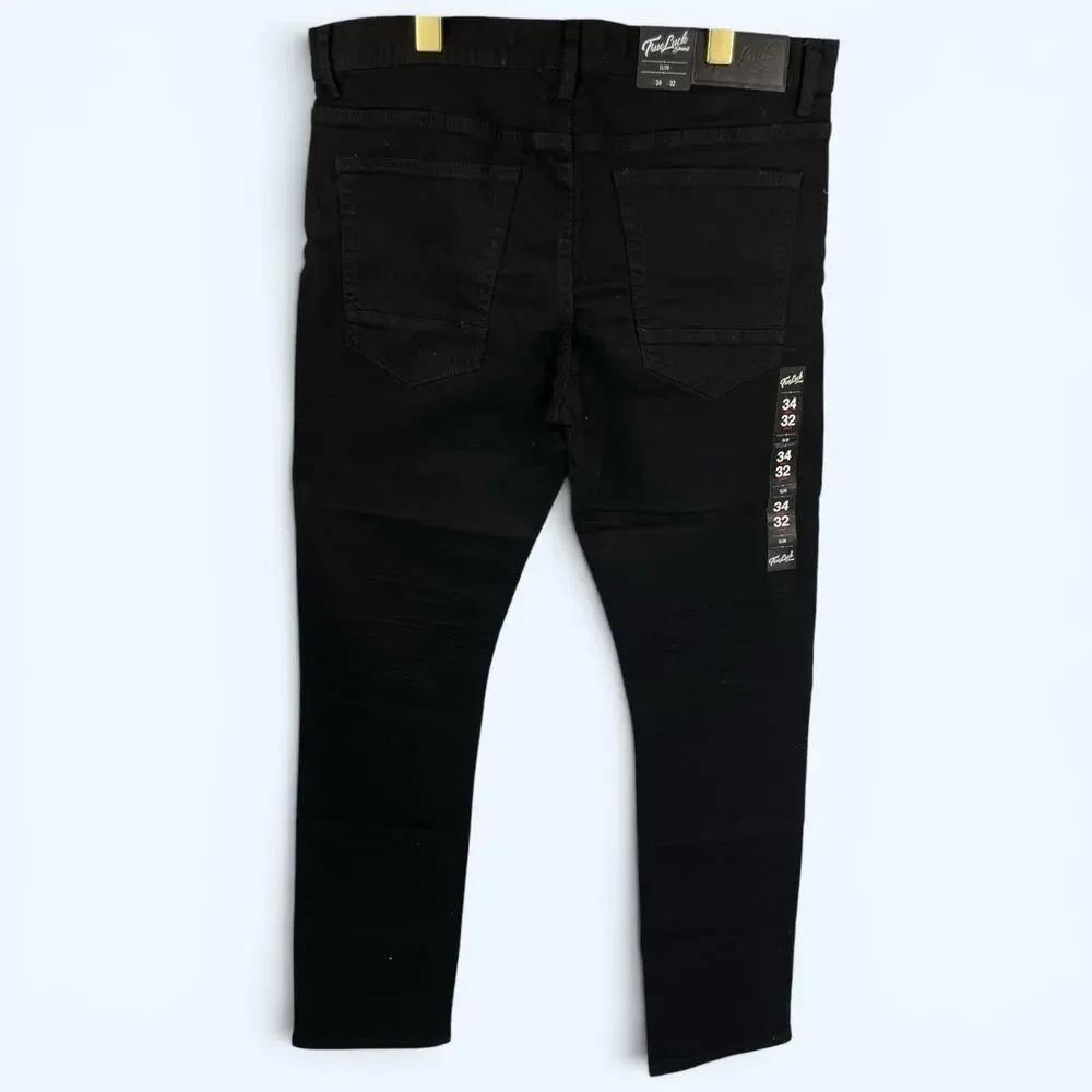 True Luck Classic Stretch Slim Straight Black Jeans Men's 34x32 NWT